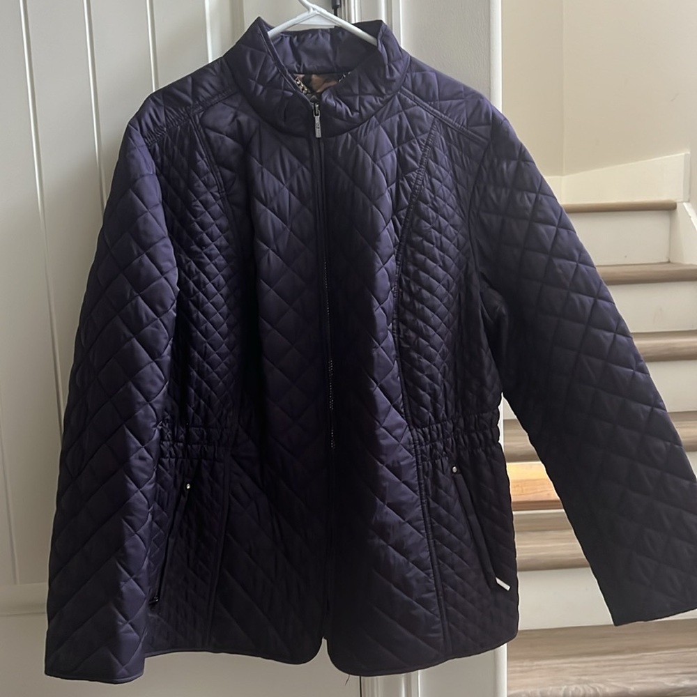 LAUNDRY BY SHELLI SEGAL Jacket Purple Quilted Long Sleeve Zip Front. Coat - Picture 7 of 9